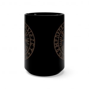 Brown Runic Vegvisir 15oz Black Mug