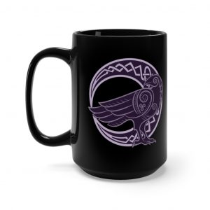 Purple Celtic Raven Moon 15oz Black Mug
