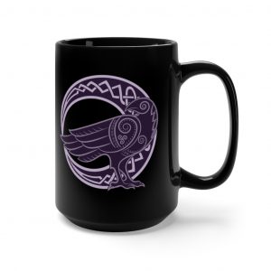 Purple Celtic Raven Moon 15oz Black Mug