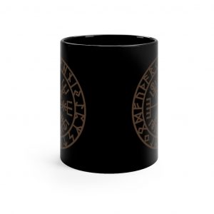 Brown Runic Vegvisir 11oz Black Mug
