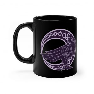 Purple Celtic Raven Moon 11oz Black Mug