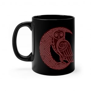 Maroon Celtic Owl Moon 11oz Black Mug