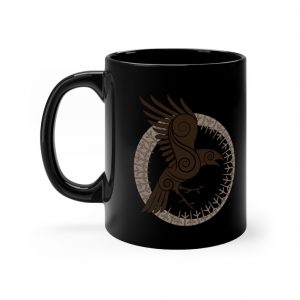 Brown Raven Of Odin 11oz Black Mug