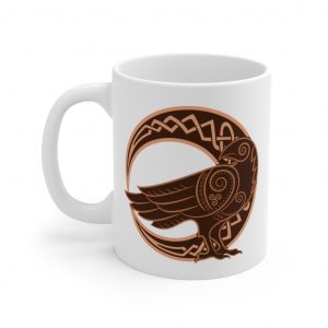 Copper Celtic Raven Moon 11oz White Mug