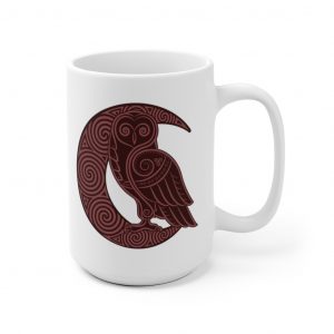 Maroon Celtic Owl Moon 15oz White Mug