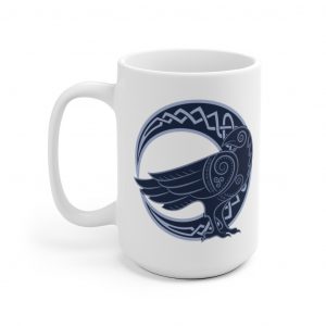 Blue Celtic Raven Moon 15oz White Mug