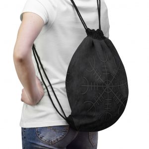 Gray Helm Of Awe Drawstring Bag