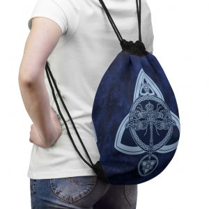 Blue Celtic Dragonfly Drawstring Bag