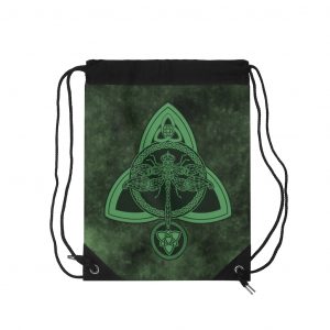 Green Celtic Dragonfly Drawstring Bag