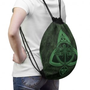 Green Celtic Dragonfly Drawstring Bag