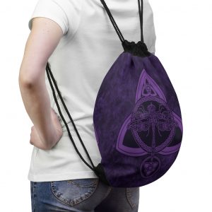 Purple Celtic Dragonfly Drawstring Bag