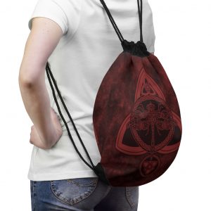 Red Celtic Dragonfly Drawstring Bag