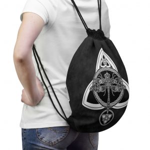 Black & White Celtic Dragonfly Drawstring Bag