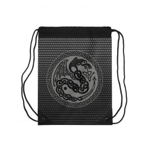Gray Celtic Dragon Drawstring Bag