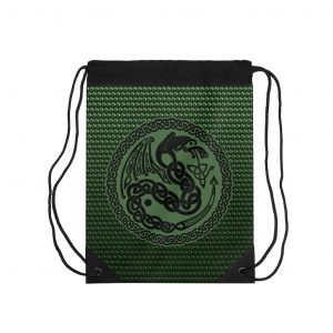 Green Celtic Dragon Drawstring Bag