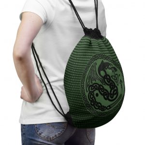 Green Celtic Dragon Drawstring Bag