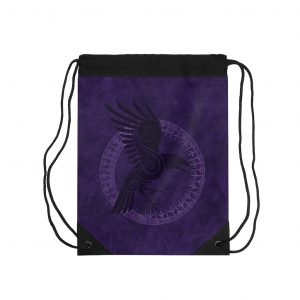 Purple Raven Of Odin Drawstring Bag