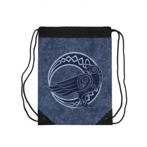 Blue Celtic Raven Moon Drawstring Bag