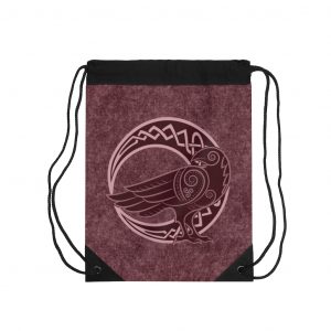 Burgundy Celtic Raven Moon Drawstring Bag