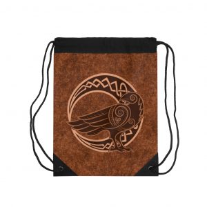 Copper Celtic Raven Moon Drawstring Bag
