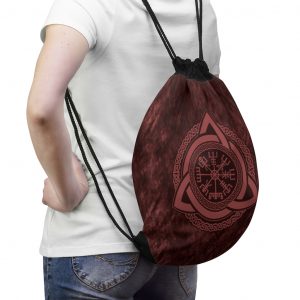 Red Celtic Vegvisir Drawstring Bag