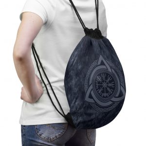 Blue Celtic Vegvisir Drawstring Bag