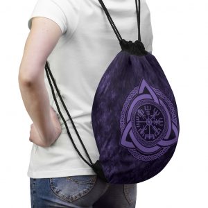 Purple Celtic Vegvisir Drawstring Bag