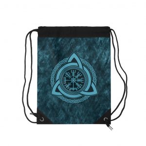 Aqua Celtic Vegvisir Drawstring Bag