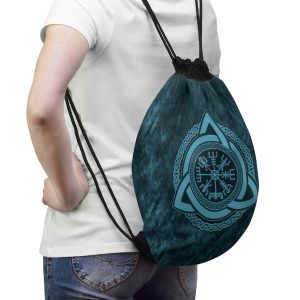 Aqua Celtic Vegvisir Drawstring Bag