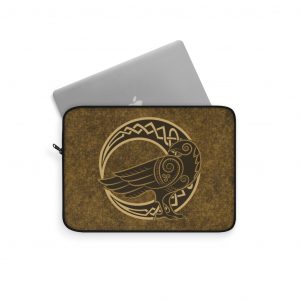 Gold Celtic Raven Moon Laptop Sleeve