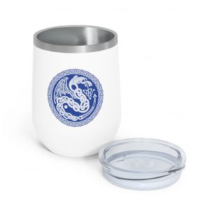 Blue & White Celtic Dragon 12oz Insulated Wine Tumbler