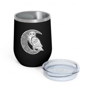 White Celtic Owl 12oz Insulated Wine Tumbler