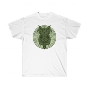 Green Celtic Knot Owl Unisex Ultra Cotton Tee
