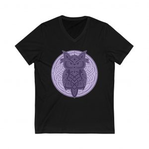 Purple Celtic Knot Owl Unisex V-Neck Tee