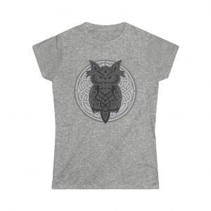 Gray Celtic Knot Owl Women’s Softstyle Tee