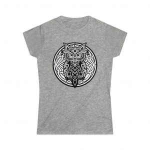 Black & White Celtic Knot Owl Women’s Softstyle Tee