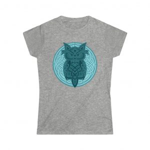 Teal Celtic Knot Owl Women’s Softstyle Tee
