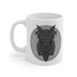 Gray Celtic Knot Owl 11oz White Mug