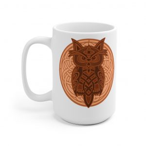 Copper Celtic Knot Owl 15oz White Mug