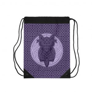 Purple Celtic Knot Owl Drawstring Bag