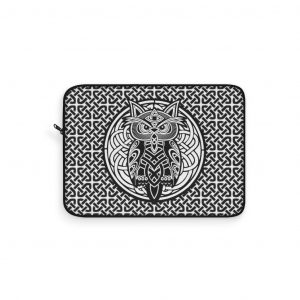 Black & White Celtic Knot Owl Laptop Sleeve