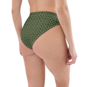 Green Celtic Knot Recycled High-Waisted Bikini Bottom