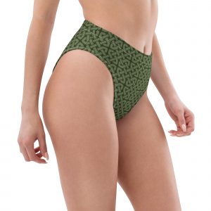 Green Celtic Knot Recycled High-Waisted Bikini Bottom