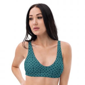 Teal Celtic Knot Recycled Padded Bikini Top