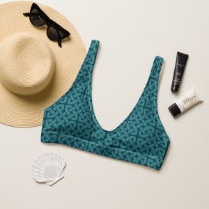 Teal Celtic Knot Recycled Padded Bikini Top