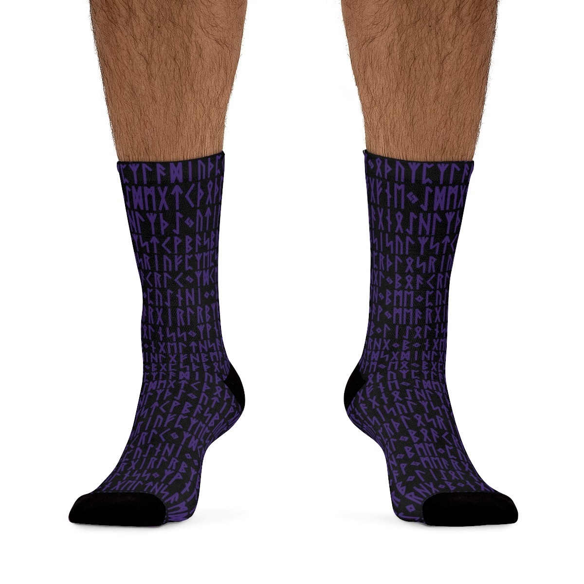 Purple & Black Viking Runes Socks