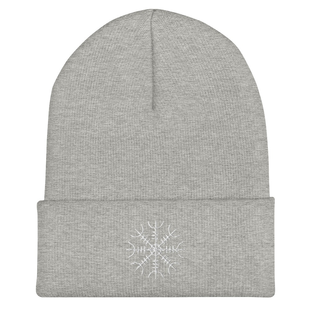 White Helm Of Awe Embroidered Cuffed Beanie
