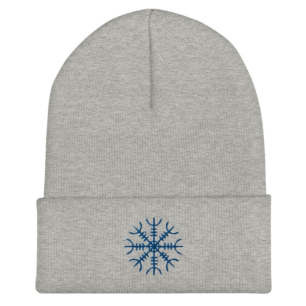 Blue Helm Of Awe Embroidered Cuffed Beanie