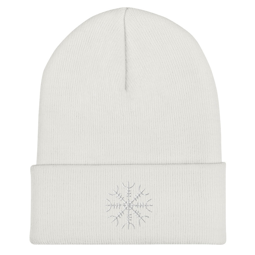 White Helm Of Awe Embroidered Cuffed Beanie