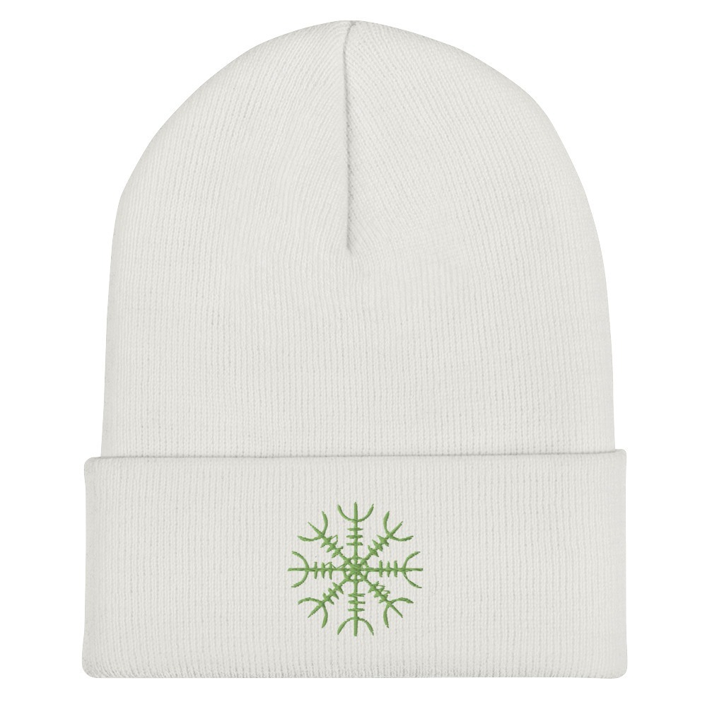 Green Helm Of Awe Embroidered Cuffed Beanie
